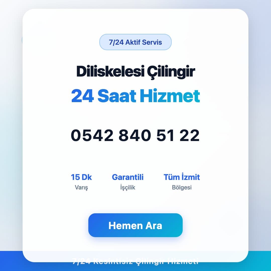 Diliskelesi bölgesinde profesyonel çilingir hizmeti. 7/24 acil kapı açma, kilit değişimi ve oto çilingir servisi. Telefon: 0542 840 51 22